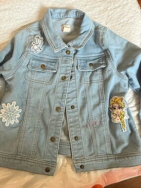 Disney Light Blue Denim Jacket with Elsa & Snowflake Patches